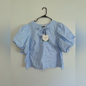 NWT Kate Spade New York x Target Women's Stripe Puff Short Sleeve Shirt Size XXL